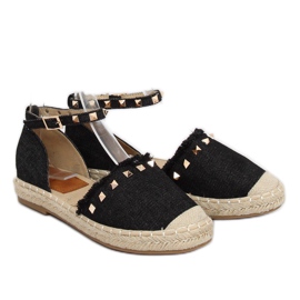 Espadrile din denim negru CH-1K211 Negru 2