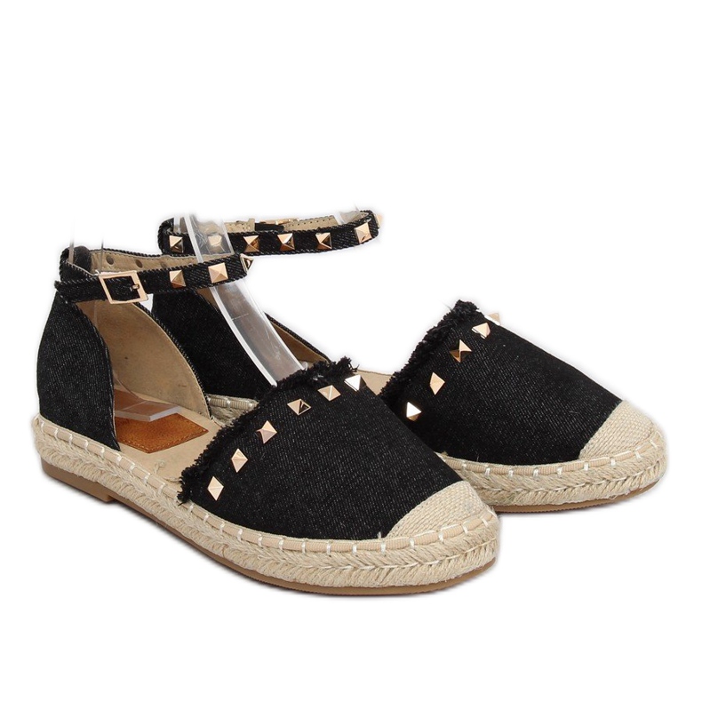 Espadrile din denim negru CH-1K211 Negru 2