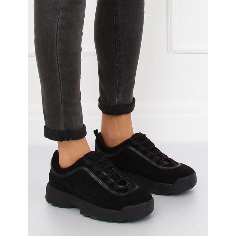 Negru 81016 Încălțăminte sport din piele de căprioară neagră 1 Negru 81016 Încălțăminte sport din piele de căprioară neagră 1