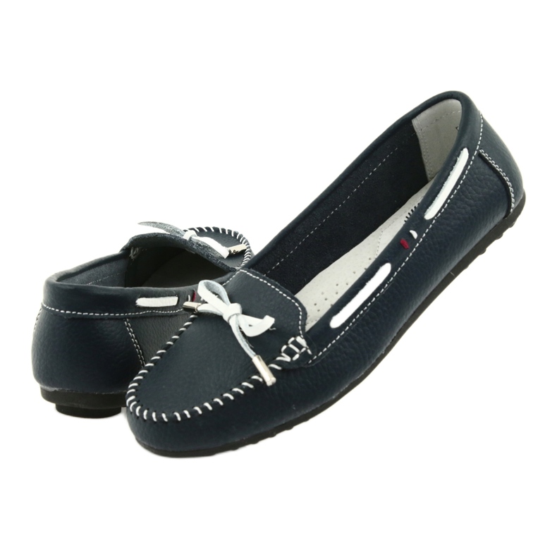 Mocasini din piele pentru femei Filippo 141 bleumarin alb albastru marin 4