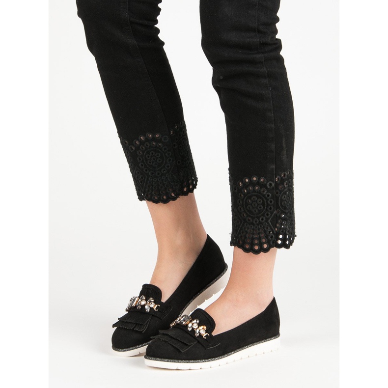 Lucky Shoes Mocasini cu ornamente negru 2