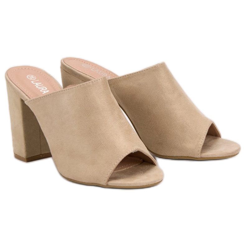 Laura Mode Papuci din piele de căprioară pe un bar maro 2