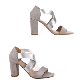 Super Mode Sandale cu toc înalt gri 1 Super Mode Sandale cu toc înalt gri 1