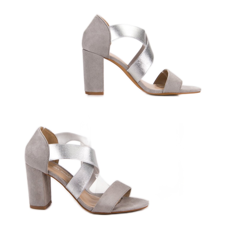 Super Mode Sandale cu toc înalt gri 1 Super Mode Sandale cu toc înalt gri 1
