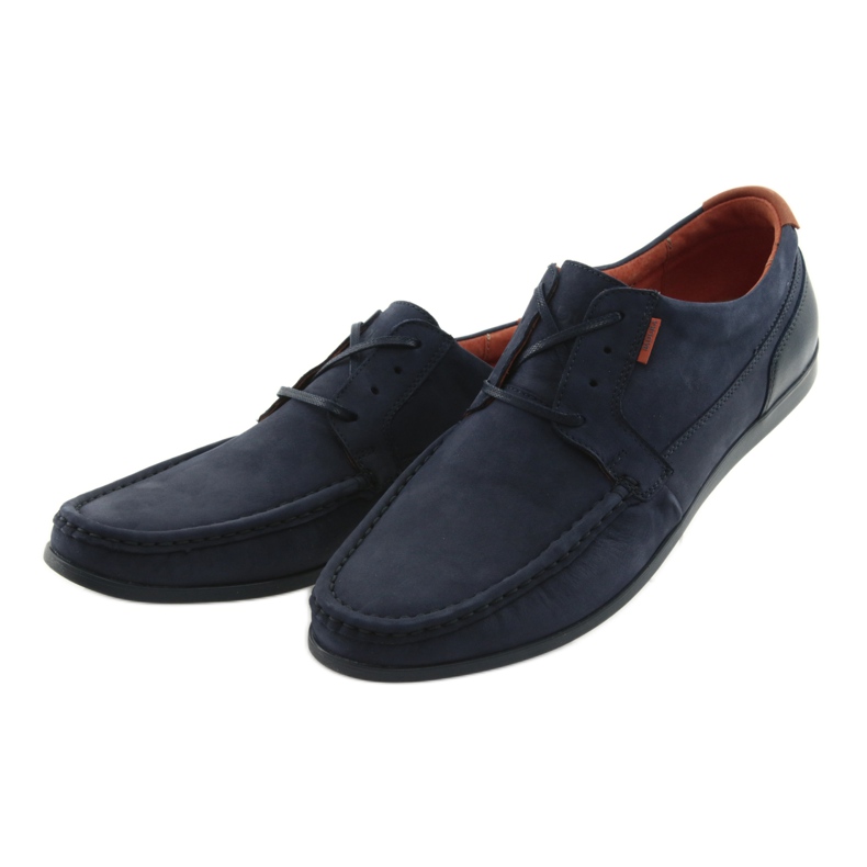 Mocasini cu legătură Badura 3175 bleumarin portocale albastru marin 3