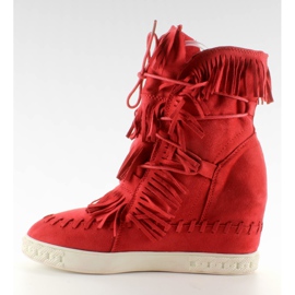 Adidași din piele de căprioară cu franjuri BL-10 Red II-GAT roșu 1