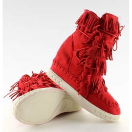 Adidași din piele de căprioară cu franjuri BL-10 Red II-GAT roșu 2
