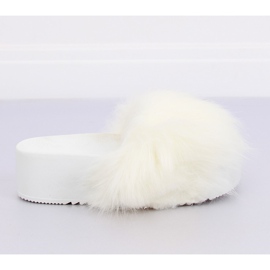 Flip-flops alb cu blană CK77P White II-GAT 1