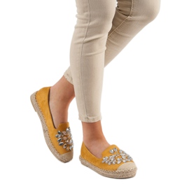 Small Swan Espadrile din piele de căprioară cu ornamente galben 2 Small Swan Espadrile din piele de căprioară cu ornamente galben 2