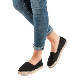 Small Swan Espadrile din piele neagră negru 1