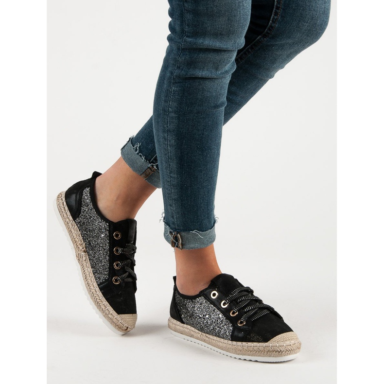 Espadrile legate negru 1