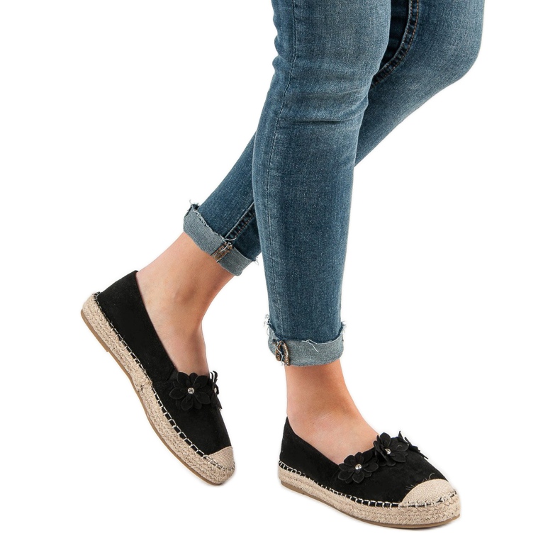 Espadrile Cu Flori negru 1