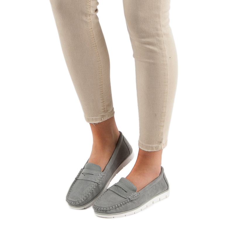 Mocasini din piele VINCEZA gri 1 Mocasini din piele VINCEZA gri 1