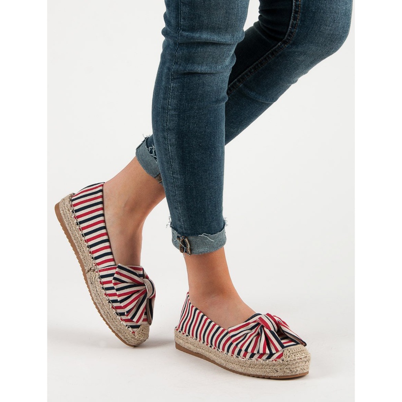 Espadrile cu dungi multicolor roșu 1