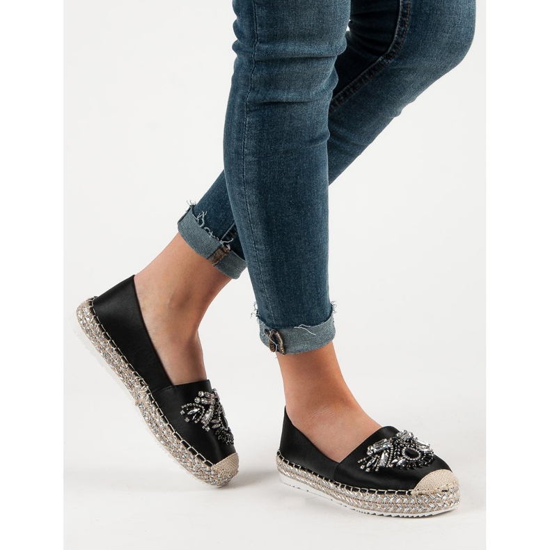 Espadrile negre cu ornamente negru 1