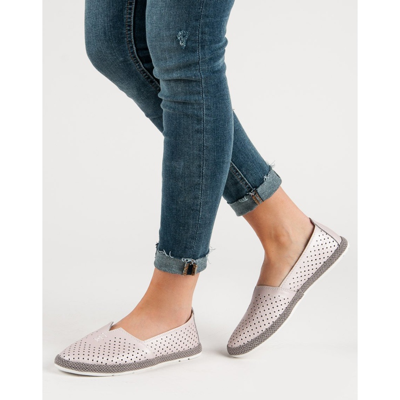 Tenisi din piele Slip On VINCEZA roz 1