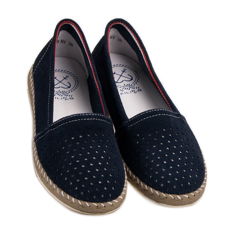 Filippo Espadrile din piele albastru marin 2
