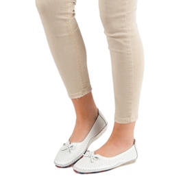 Balerine din piele ajurată VINCEZA alb 1