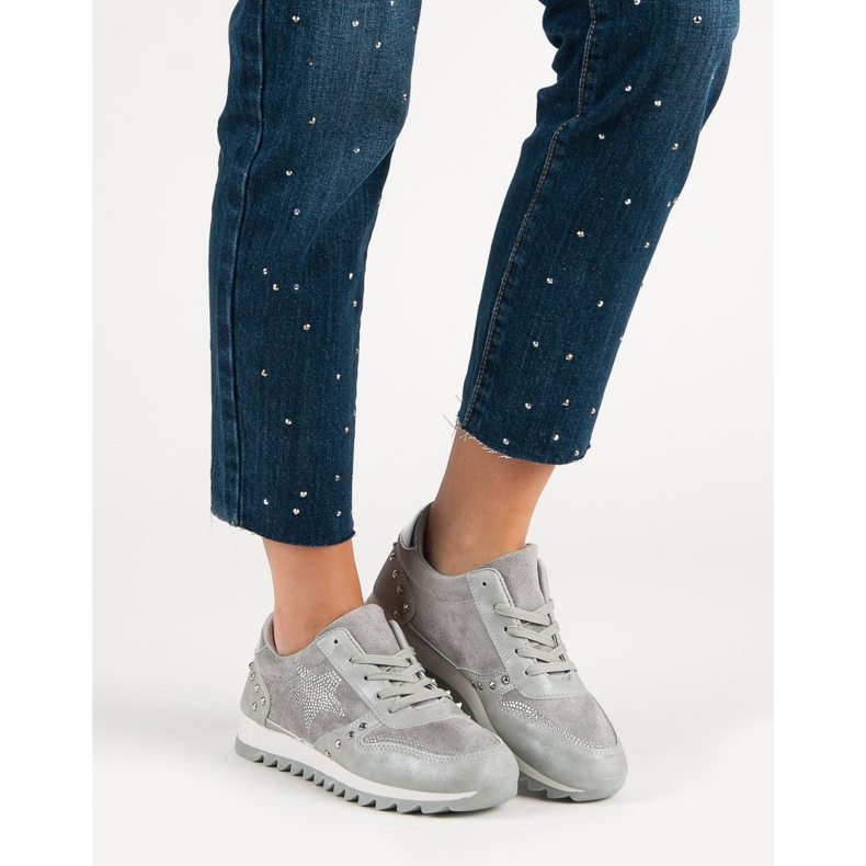Pantofi sport cu cristale gri 1
