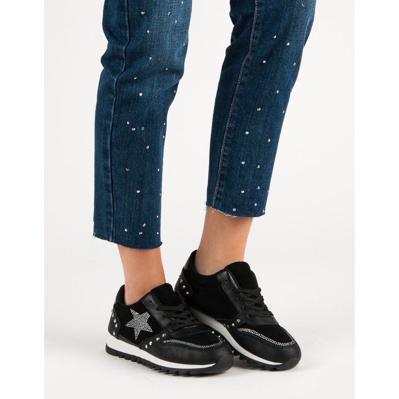 Pantofi sport cu cristale negru 1