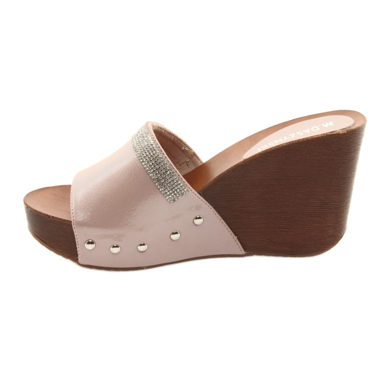 M.Daszyński Papuci de casă Daszyński AM43 cu zirconiu cubic roz 2