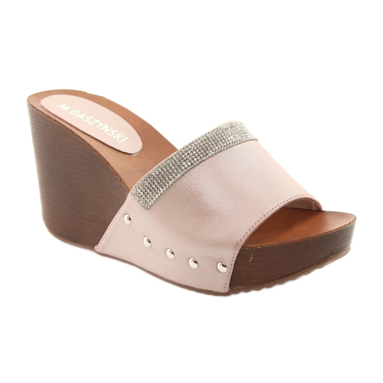 M.Daszyński Papuci de casă Daszyński AM43 cu zirconiu cubic roz 1