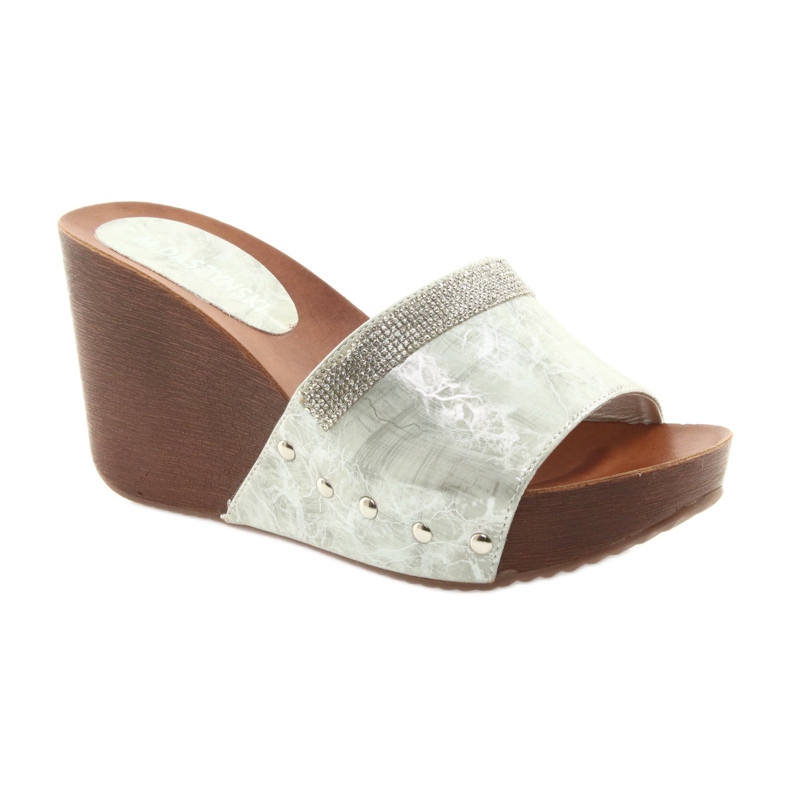 M.Daszyński Papuci de casă Daszyński AM43 cu zirconiu cubic gri 1