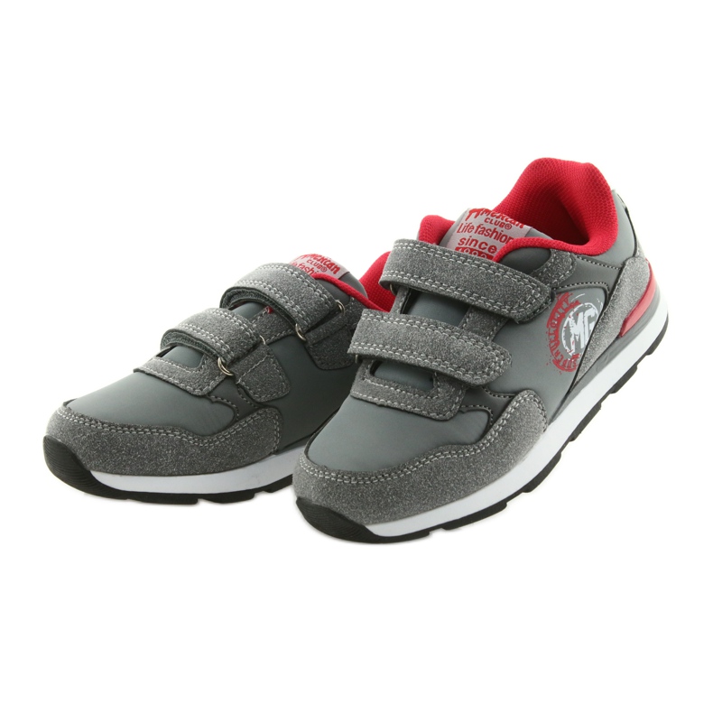 American Club Pantofi sport de talpă americană BS08 din piele gri roșu 3 American Club Pantofi sport de talpă americană BS08 din piele gri roșu 3