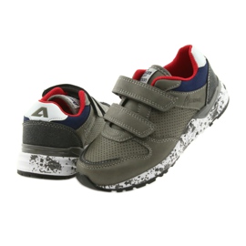 Pantofi sport American Club branț din piele gri roșu albastru marin 4