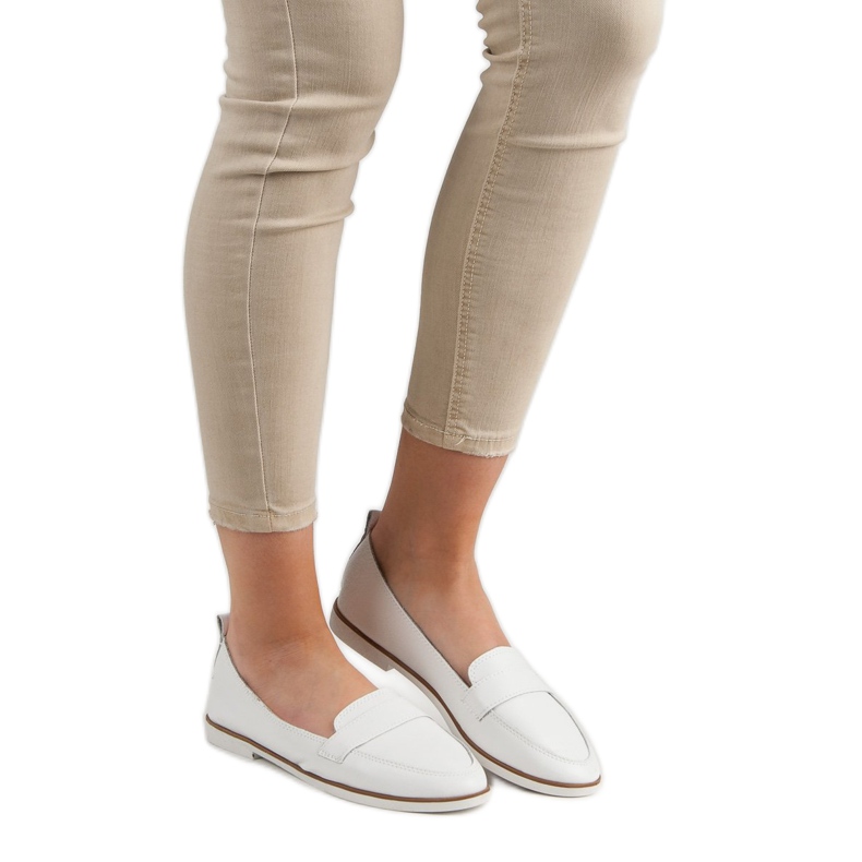 Mazaro Mocasini din piele albă 1