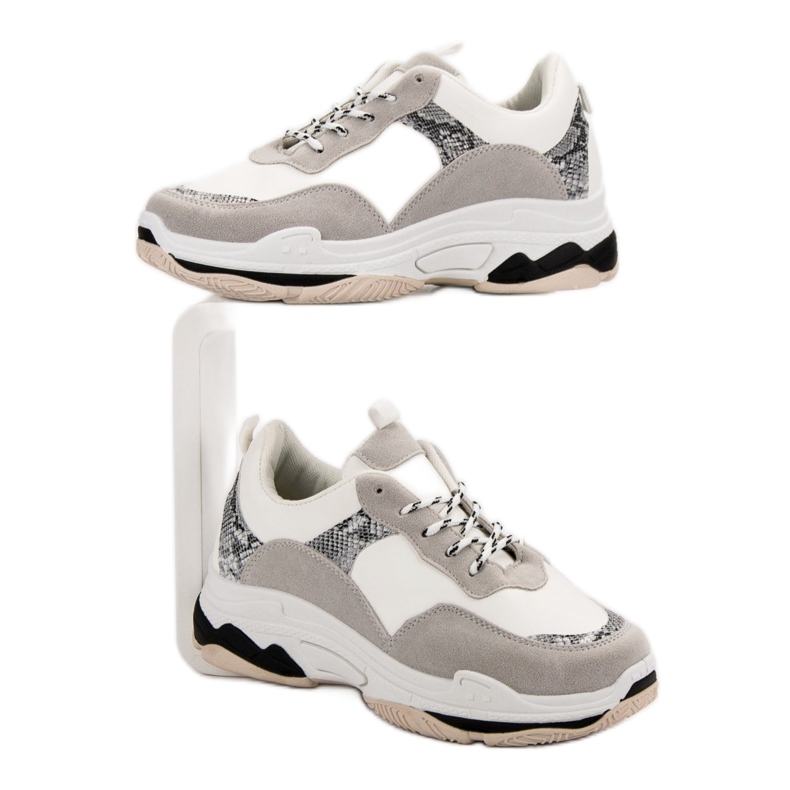 Adidași albi cu model negru maro 2