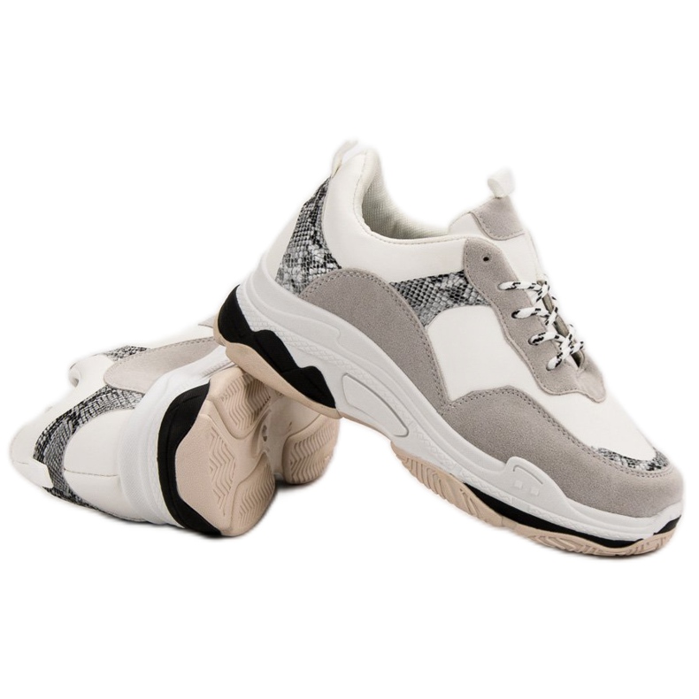 Adidași albi cu model negru maro 1