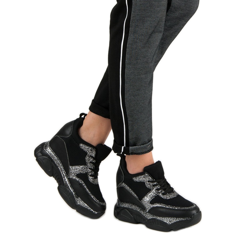 VICES Adidași cu brocart negru 1