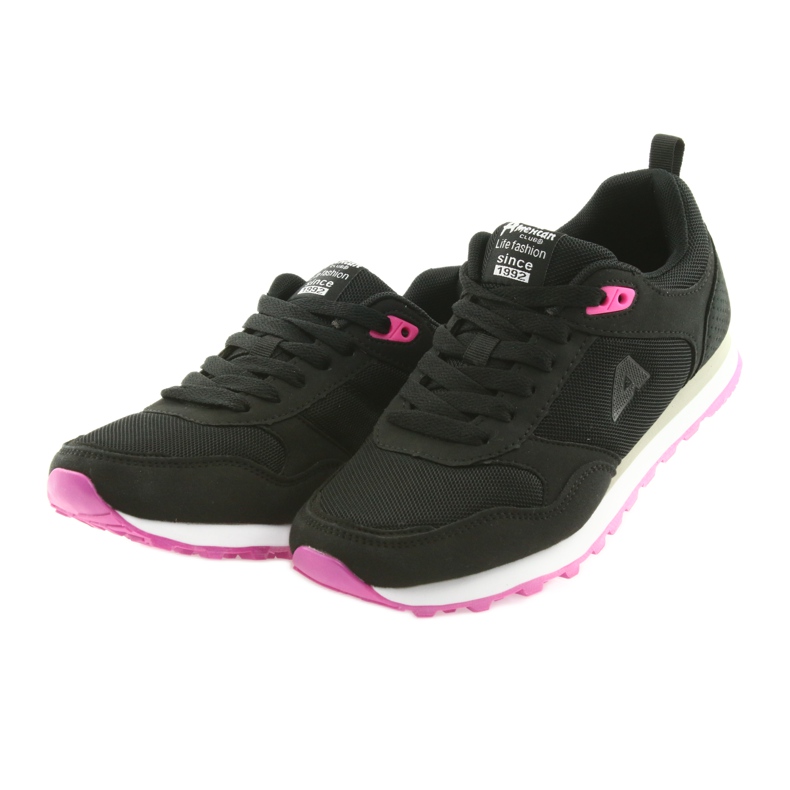 Pantofi sport American Club WT26 negri negru roz 3