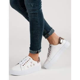 Filippo Pantofi sport din piele cu flori alb 2 Filippo Pantofi sport din piele cu flori alb 2