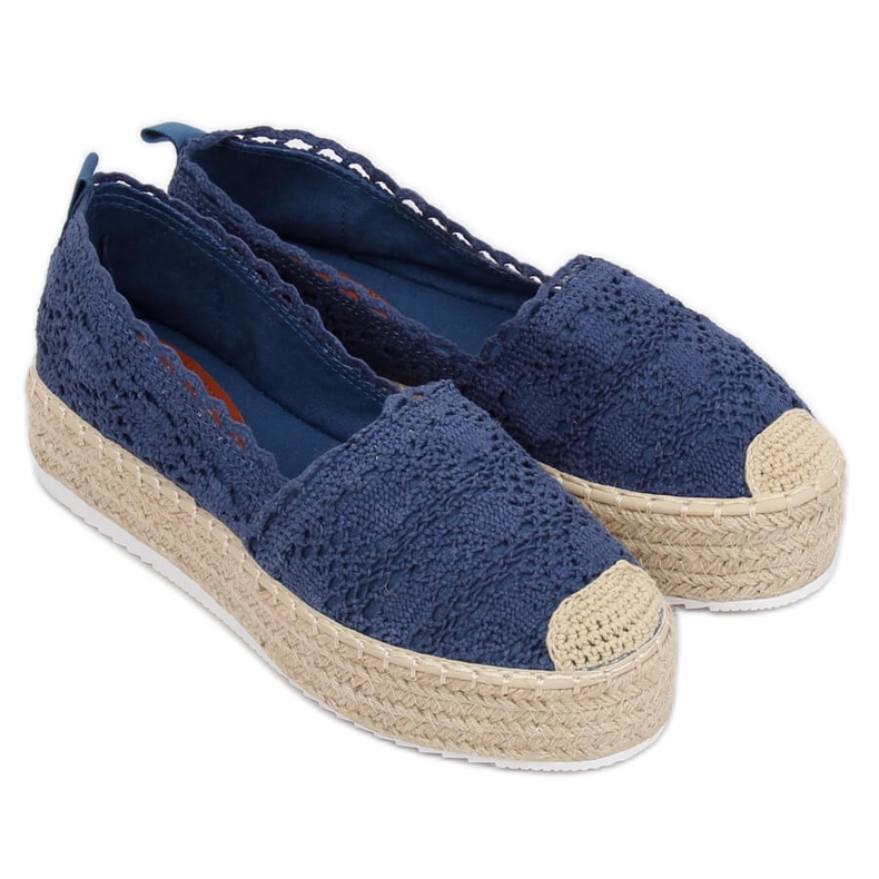 Espadrile din dantelă bleumarin A8692 DK.BLUE albastru marin 2