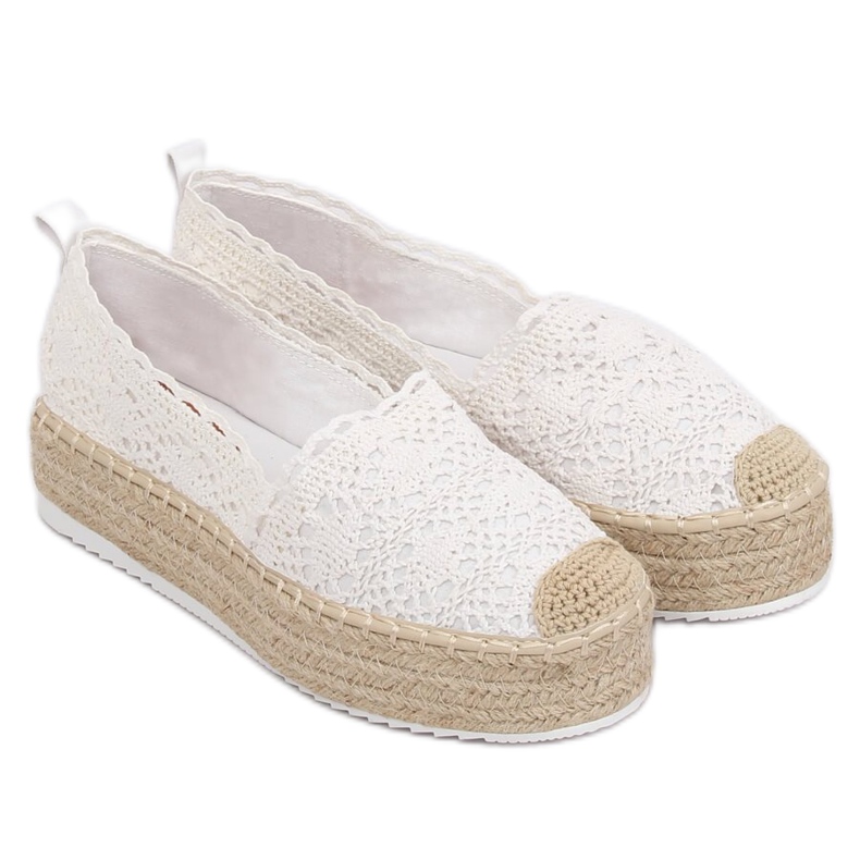 Espadrile din dantelă albă A8692 Albă 2