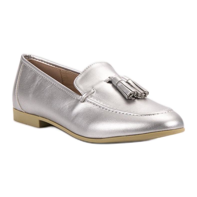 Mocasini din argint cu franjuri VICES gri 1