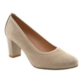 Pompi de dama din piele cu talpa flexibila Arka 5137 bej 1
