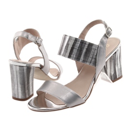 Sandale de damă pe plasa Gamis 3390 argintie gri 4