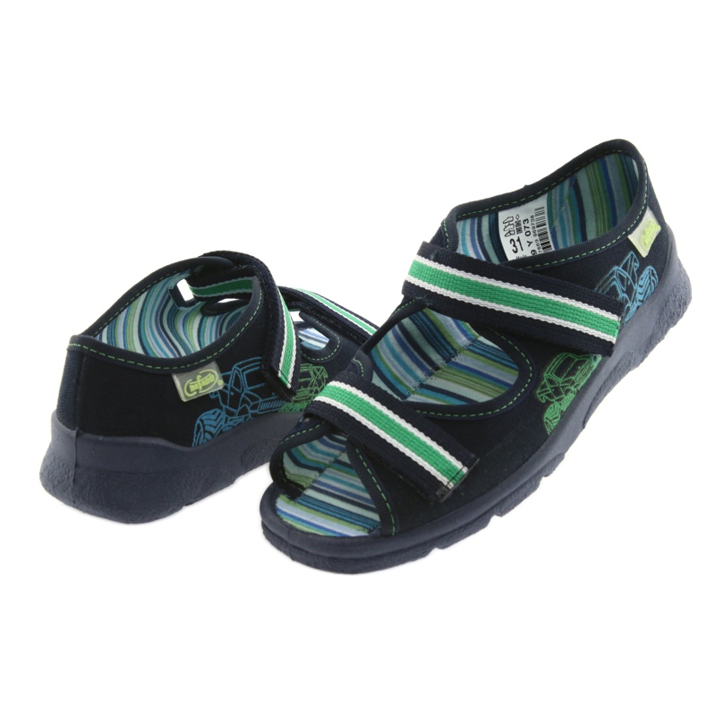 Sandale Befado pantofi copii 969X073 albastru marin albastru verde 4