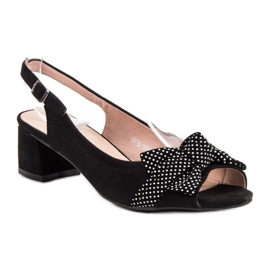 Filippo Sandale din piele de căprioară cu arc negru 1