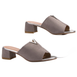 Papuci din piele intoarsa VINCEZA gri 2