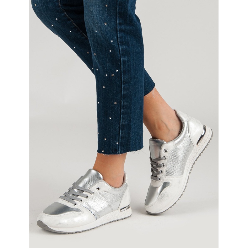 Jumex Pantofi sport argintii gri 2