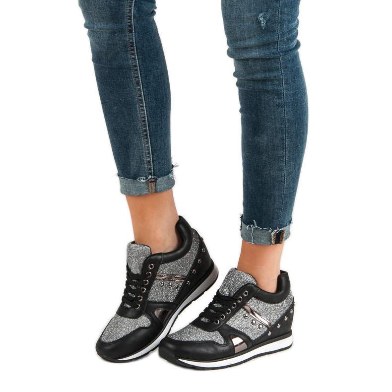 Cm Paris Adidași negri cu pietre de stras negru 1