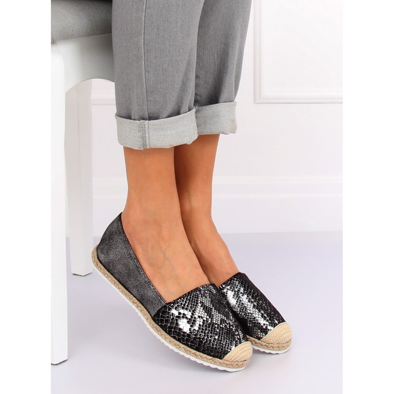 Espadrile negre din piele de șarpe 68-64 Negre negru 1