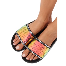 Flip-flops cu paiete pe benzină BG50 Gold multicolor 2