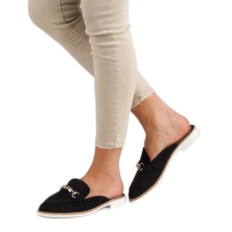 Papuci de damă eleganți negru 2