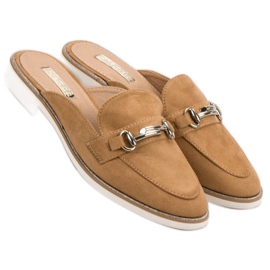 Papuci de damă eleganți maro 2 Papuci de damă eleganți maro 2