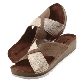Papuci KOMFORT INBLU GX006 maro / auriu bej de aur 5